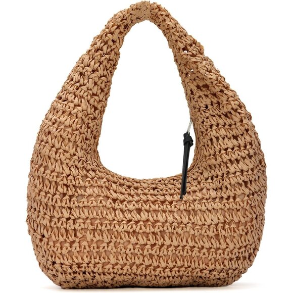Handbags - Khaki Woven Straw Handbag for Women Summer Beach Clutch Vacation Bag